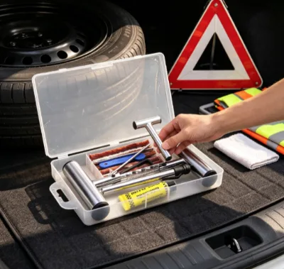 Multi Scene Tire Repair Kit Universal Plug Tools Fit for Car, Bike, Trailer Tubeless Tyre Repair Work