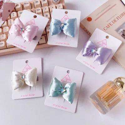 Sweet Soft Cotton Fabric Baby Bow Hair Clips Schoolgirl Bow Clips Girls Hair Accessories