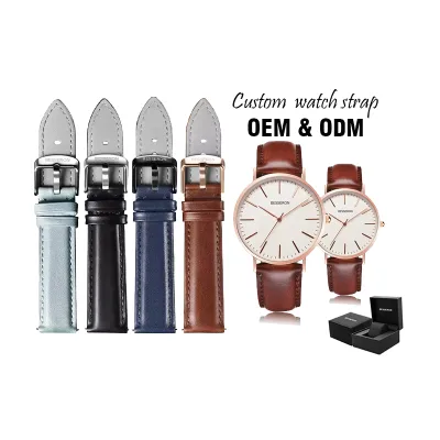 Genuine Italian Leather 20mm/22mm Watch Bands with Steel Buckle Quick Replacement Leather Watch Straps
