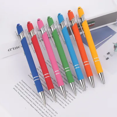 Professional Custom Stylus Soft Ball Pen With Luxury Rose Gold Logo Metal Ballpoint 2 in 1 Soft Screen Pens