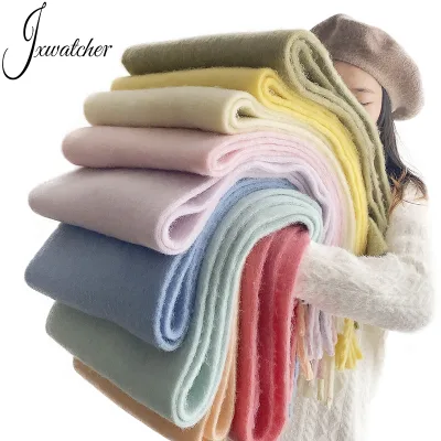 Wholesale Long Tassels Plush Winter Cape Warm Comfortable Custom Shawl Large Oversize Polyester Long Chunky Women Fluffy Scarfs