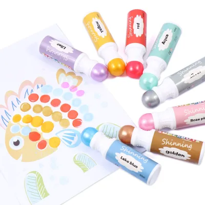 Stationary and School Supplies 60ml Easy to Grip Bottle 8 Colors Non Toxic Metallic Dot Markers for Kids Toddler Arts and Crafts