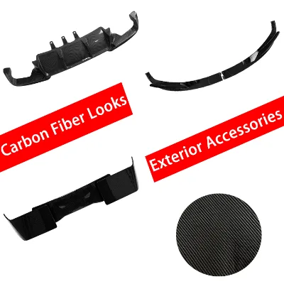 Haosheng Auto Accessories Carbon Fiber Looks Car Spoilers Front Lip Splitter Rear Diffuser Spoiler for BMW VW Audi Honda