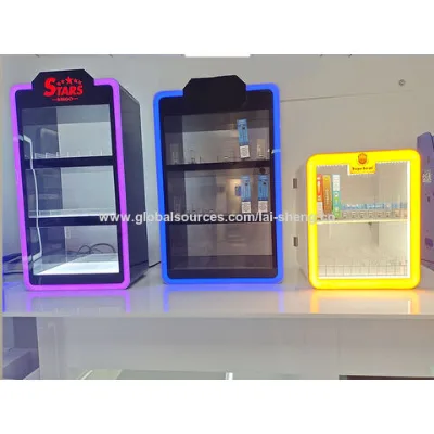 Acrylic counter top display stand for cigarette, tobacco display cabinet with RGB led lights