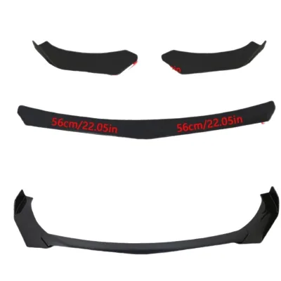 Universal Car Tuning Kit: Adjustable Front Lip (Round/Pointed) with Black & Carbon-Pattern Side Pieces for Bumper Spoiler