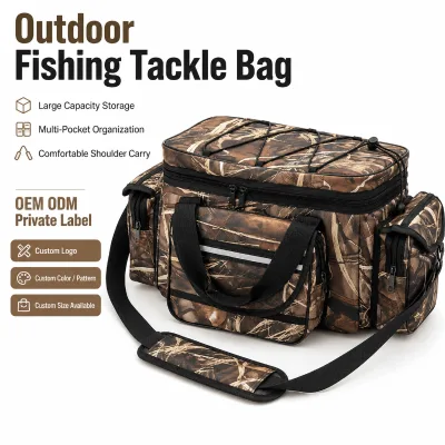 OEM Custom Style Water-Resistant Camouflage Outdoor Carryall Bag Fishing Storage Bag Fishing Tackle Bags