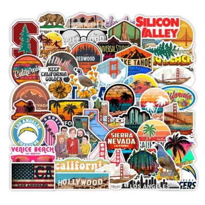 50Pcs California Logo Graffiti Decorative Sticker for Home Notebook Diary Luggage Diy Waterproof Vinyl Stickers Logo