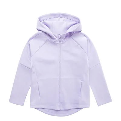 Hot Sale Boys Girls Full Zip 100% Cotton Lightweight Long Sleeve Raglan Sleeve Solid Color Jacket Hooded Sweatshirt