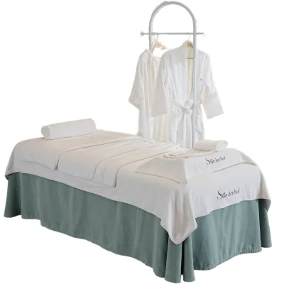 White Premium Salon Towels Wholesale Custom Logo Printed 7pcs Spa Towels Set