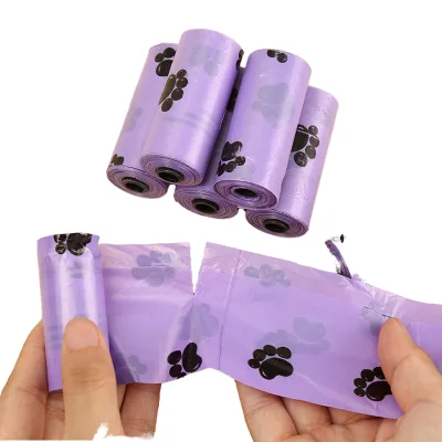 High Quality Eco-Friendly Biodegradable Waterproof Plastic Pet Poop Bags Lavender Fragrance Strong Odor 8 Micron