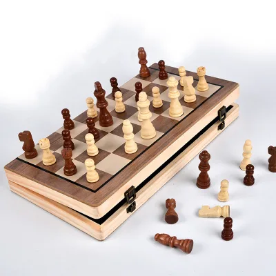 Magnetic Wooden Chess Sets Chess Checkers Set with 2 Extra Queens Foldable Wooden Chess Set Board Handmade Portable