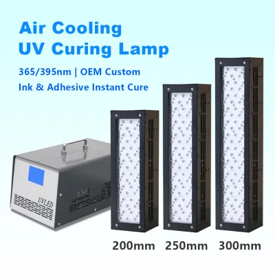 200x50mm 365/395/405nm Air Cooled UV LED Curing Lamp for Screen Printing PET & PP Plastic Drink Cups
