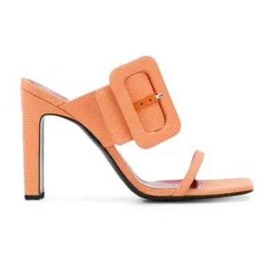 new collection custom made orange square toe two strap design square heel ladies sandals slipper shoes shoes luxury