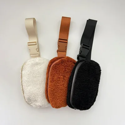 Custom Sherpa Belt Bag Solid Adjustable Strap Personalized Waist Bag Fanny Pack Winter Crossbody Bag
