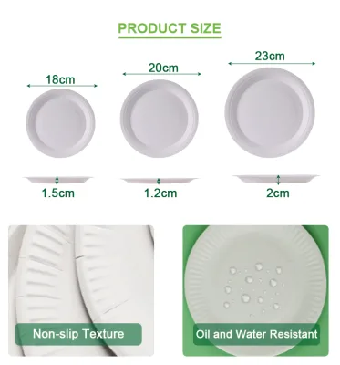 Wholesale Degradable AU EU USA Certificate Paper Plate Disposable Tableware Paper Plate 6 7 9 Inch