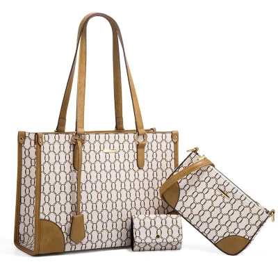 Hot Sale 3 Piece European and American Simple Style Ladies Bags Handbag Set Set of Bag Pu Handbag Set