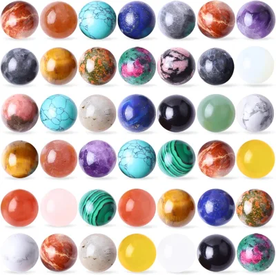 Natural Clear Quartz 16mm Round Sphere Crystal Ball Flower Pot Decoration Ornament Hand-Held Accessory for Bedroom and Occasions