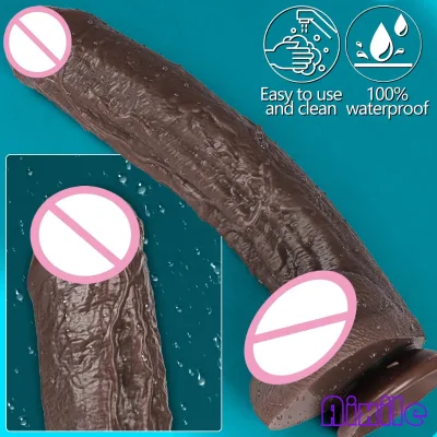 Big Black Cock with Suction Cup Dual Density Silicone Dildos Large Anal Dildos with Curved Shaft for G-spot Deep Anal Stretching