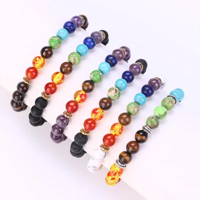 Popular Volcanic Stone Beaded Bracelet Yoga Women's Bracelets Boho Lava Rock Natural Stone Bracelets