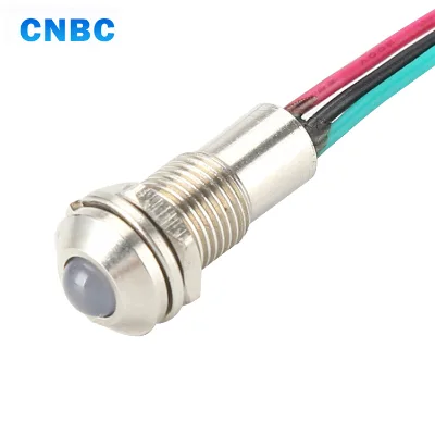 8mm Diameter Bi-color 12v 24v 220v Metal Led Indicator Light With Cable