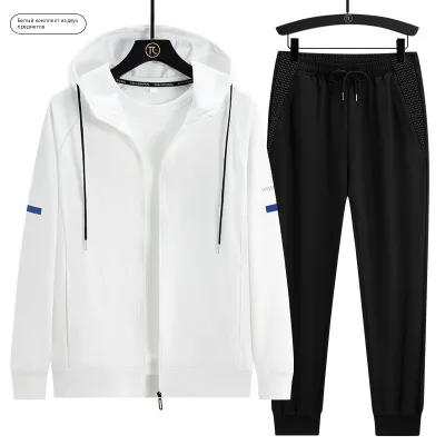 Men Casual Zip up Hoodie Tracksuit Loose Fitness Jogging Pants Two Piece Sportswear Set for Autumn Daily Outdoor Training