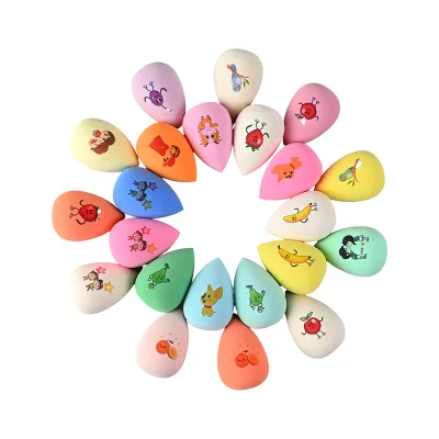 Wholesale Sustainable Custom Logo Personalized UV Cute Print Free Non Latex Soft Washable Makeup Sponge Foundation Beauty J&D