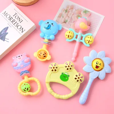 Plastic PP Unisex Baby-handled Cartoon Rattles Newborn Gift Toys 0-3 Years Inflatable Baby-grip Early-Education Sets Wholesale