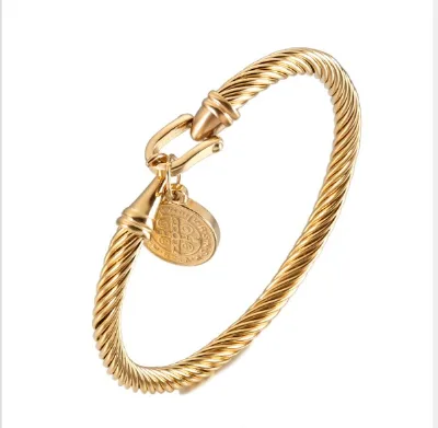 Stainless Steel Gold Bracelet Catholic Bracelets Wire Charm Bracelets