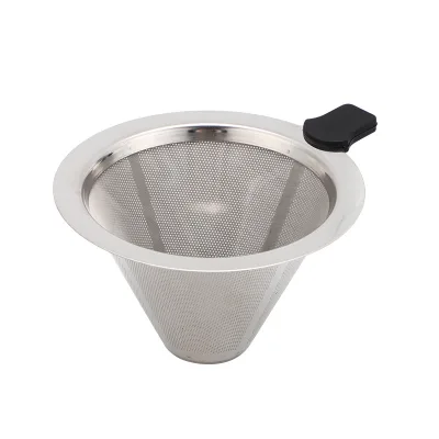 Coffee Filter Hand Brewed American Style Coffee Funnel 304 Double Layer Stainless Steel  Filter Coffee Pot Set Filter Cup