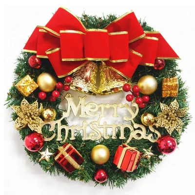 Handmade 40cm Gold Flower Christmas Wreath with Merry Christmas Letter Factory Cheap Price Christmas Garlands & Wreaths