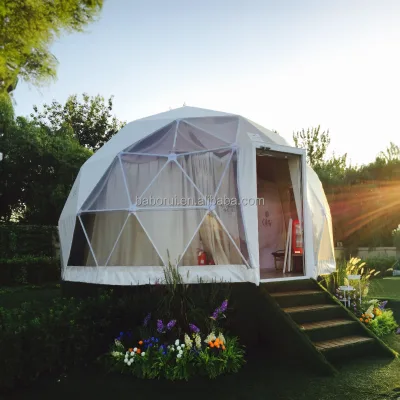 Round soundproof waterproof outdoor vacation luxury camping hotel house prefabricated dome ball tent
