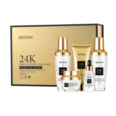 Private Label 24K Gold Skincare Whitening Kit Anti Wrinkle Facial Cream Lotion Set Brightening Anti Aging Face Skin Care Set