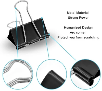 51MM Box-packed Multifunctional Long Black Metal Binder Paper Clips