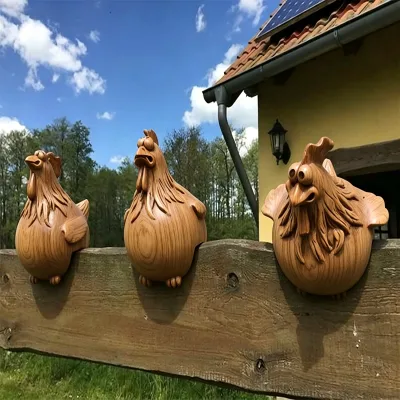 Cross-border Pastoral Chicken Decorative Figurine Design Fence Courtyard Creative Garden Fairy Tale Life Big-Eye Outdoor
