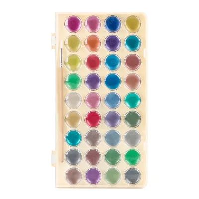 SINOART 36 Colors Metallic Watercolor Paints Set Non-toxic Glitter Pearlescent Watercolor Set for Making Card, Coloring Books