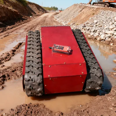 Electric Remote-Controlled Crawler Chassis Navigating Complex Terrains Obstacles Stairs Snow Mud 0.3T Load Capacity 1 Year