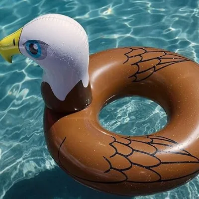PVC Inflatable Bald Eagle Swim Ring Raft Portable Swimming Tube for Kids and Adults Eco-Friendly