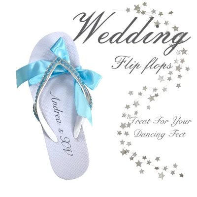 Wholesale Custom logo Bulk Wedding Flip Flops with Rhinestones Wedding Flip Flop for Guests