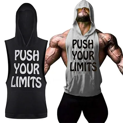 Men Gym tank Tops in Bulk Men Clothing Sleeveless Sportswear Wholesale Workout Printed tank Top Gym With Hood for Men