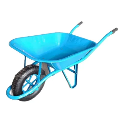 WB6400 French Metal Unicycle Wheelbarrow Construction Site Trolley Tool Cart with Garden Barrow and Cement Bucket Features