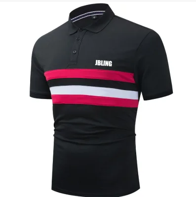 Fashion Contrast Mix Color Piecing Short Sleeve Polo Shirt