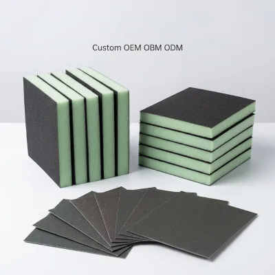 Professional Rectangle Sponge Sanding Pads 12mm Thickness Medium Hardness Aluminum Oxide Abrasive Smooth Hand Sanding 1 Year