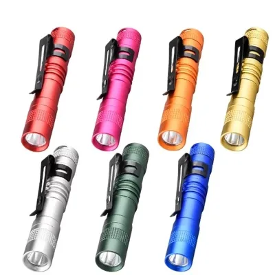 Portable Mini LED Pen Flashlight With Pen Clip Handheld Ultra Pocket Torch Use AAA Battery for Outdoor Camping Emergency Lamp