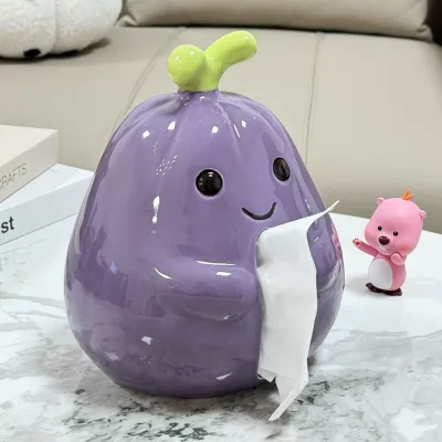 Cute Purple eggplant Tissue paper box cover  holder & Dispenser Home Decor Tissue Box for Bathroom, Bedroom and Office
