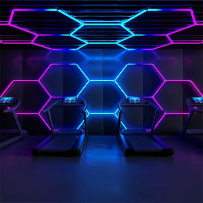 RGB LED Hexagon Light Grid Honeycomb Lights for Gym Stadium Cafe Dance Room Party Garage Corridor LED Light