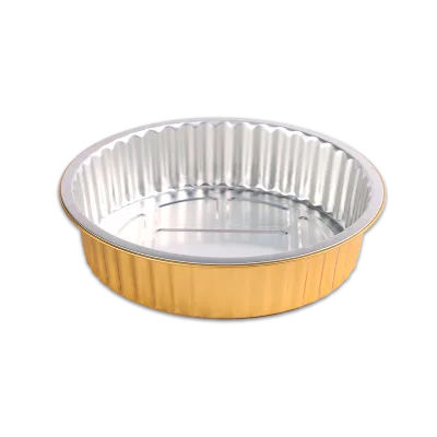 Disposable 2L Deep Aluminum Foil Roasting Pans Round Shape Takeaway Tray Foil Lid Curry Roasting Oven Safe Food Grade