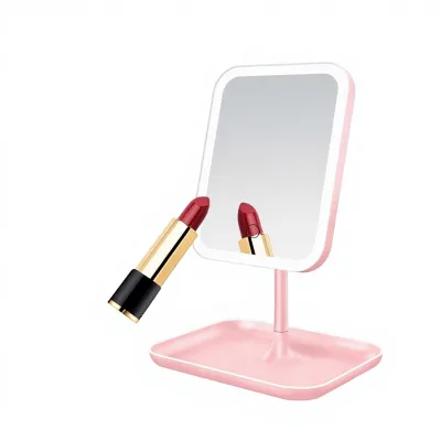 LED Makeup Mirror Portable Smart Lighted Vanity Mirror Touch-Up Fill-Light Magnification Available Aluminum Plastic Construction