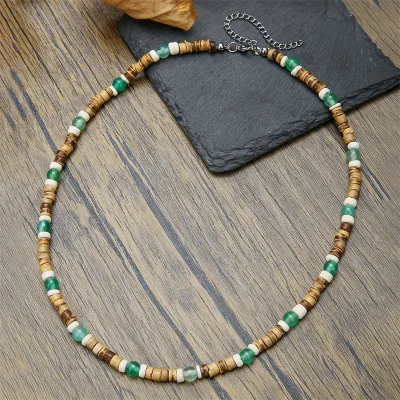 Trendy Handmade Bohemian Colourful Round Beaded Charm Necklace Vacation Wind Coconut Shell Men Jewelry Accessory