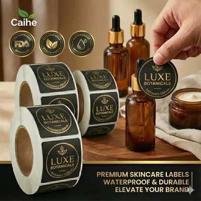 Waterproof Skincare Labels - Foil Stamping Luxury Stickers for Serums & Creams