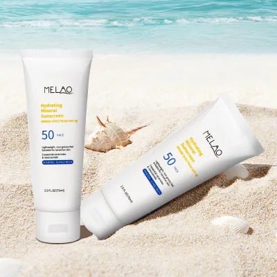 Organic Herb-Infused Vitamin E SPF 50 Hydrating Face Sunscreen Reef Friendly Travel Size Cream for Skincare Routine No White